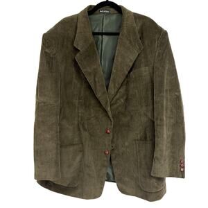 Zagato Men's Green Corduroy Cotton/Polyester Button Up Blazer Jacket Size L/XL